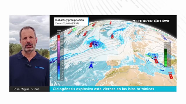 Ciclogénesis explosiva este viernes en las islas británicas
