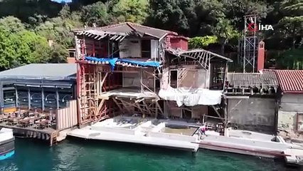 İstanbul Boğazı'nda geminin yıktığı 346 yıllık yalının son hali görüntülendi