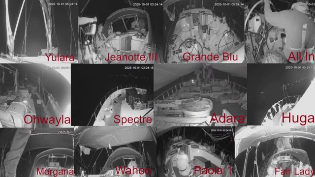 View from boat cameras of Sumud flotilla as boats sail towards Gaza