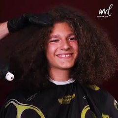 He cut all of his curly hair 😲