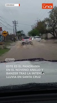 🌧️💧 Este es el panorama en el 9no anillo y Banzer: calles completamente inundadas tras la intensa lluvia en Santa Cruz.