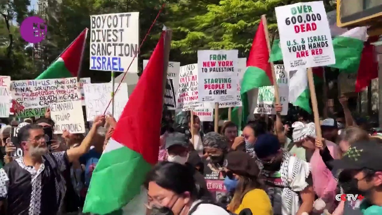 Protesters rally outside UN headquarters, demand end to violence in Gaza