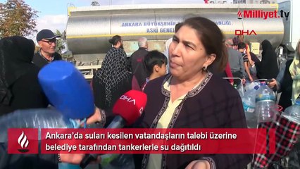 Su kesintisi uygulanan Ankara'da tankerle su dağıtım