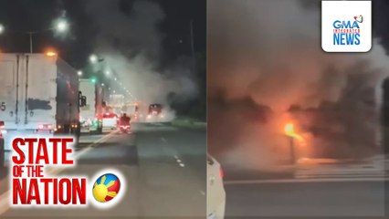 Bus na galing sa field trip, nagliyab sa NLEX | SONA