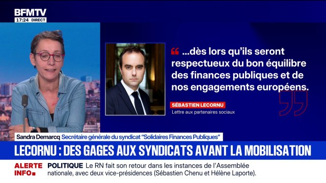 Annonces de Sébastien Lecornu: Dire que c'est une avancée par rapport aux revendications que porte l'intersyndicale, on en est encore loin , indique Sandra Demarcq, secrétaire générale du syndicat Solidaires Finances Publiques
