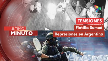 TeleSUR informa en simultáneo la represión en Argentina / Flotilla Sumud