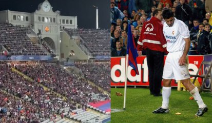 La grada de Montjuic no perdona a Figo: "Ese portugués, hijo p*** es"