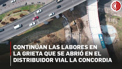 Continúan las labores en la grieta que se abrió en el distribuidor vial La Concordia 