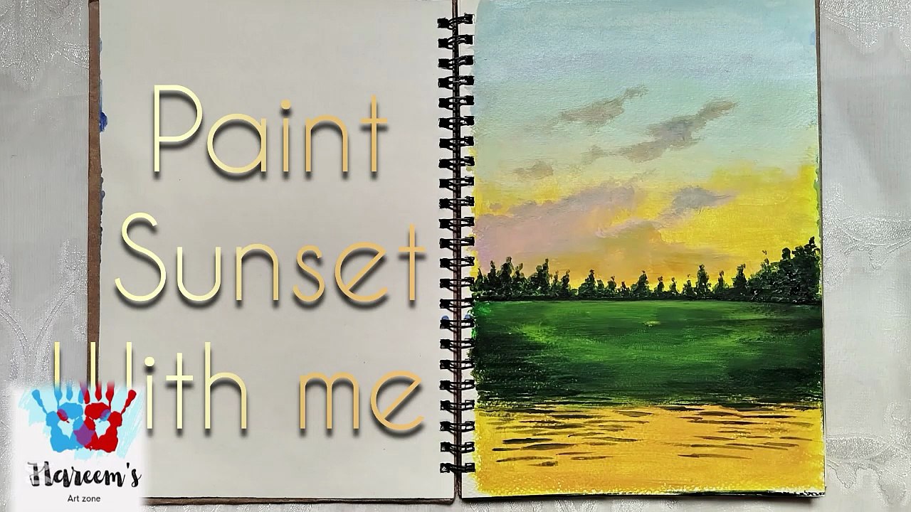 Sunset painting | how to do sunset painting | easy acrylics painting step by step|