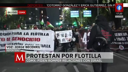 Integrantes de grupos propalestinos realizan bloqueo vial en Avenida Reforma