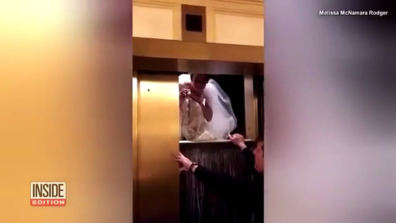 شاهدي بالفيديو عروسة تحتجز داخل مصعد معطل في يوم زفافها