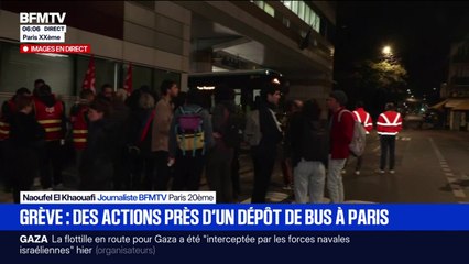 Grève du 2 octobre: une action en cours à un dépôt de bus de la RATP dans le XXème arrondissement de Paris