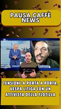Tensione a Porta a Porta, Vespa litiga con un attivista della Flotilla..