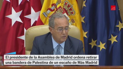 La Asamblea de Madrid retira una bandera palestina del escaño de una diputada de Más Madrid que viajaba en la flotilla