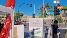 Global Sumud Flotilla, il presidio pro Palestina a piazza dei Cinquecento a Roma