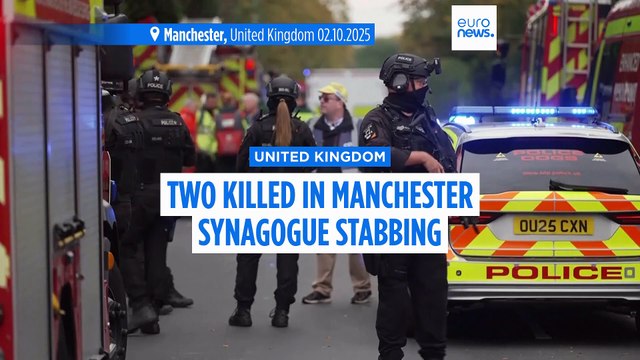Two killed and three seriously injured in car and knife attack at Manchester synagogue on Yom Kippur