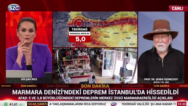 Prof.Dr. Şener Üşümezsoy SÖZCÜ TV'de İstanbul depremi ile iligli açıklamalar