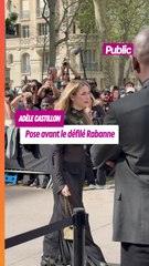 Adèle Castillon pose avant le défilé Rabanne