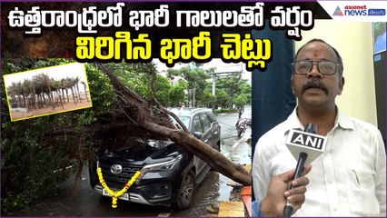 Uttarandhra Rain Update: ఉత్తరాంధ్రలో భారీ గాలులతో వర్షం.. విరిగిన భారీ చెట్లు | Asianet News Telugu