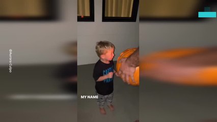 Lad Finds Halloween Pumpkin Scary