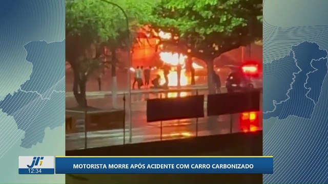 Motorista morre após acidente com carro carbonizado