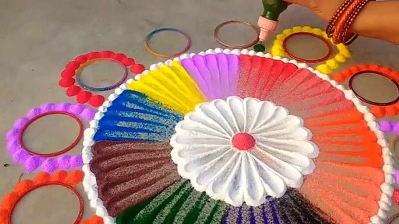 Big rangoli design #rangolidesign beutiful easy rangoli design - video ...