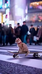 The Most Eye-Catching Skateboard Cat in Shibuya