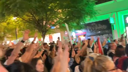 Gritos de "aquí están los antisionistas" en la manifestación por la flotilla en el centro de  Madrid