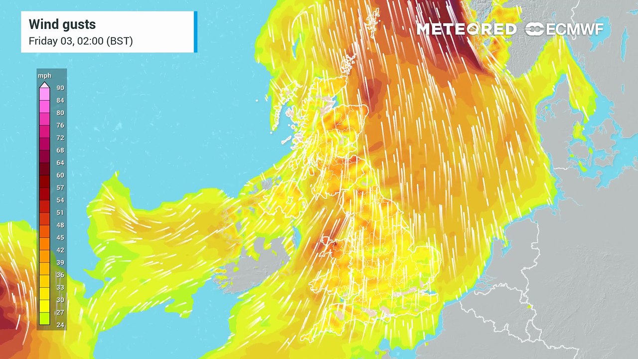 Strong wind gusts associated with Storm Amy to be felt this evening and Saturday morning, particularly in Northwestern Scotland