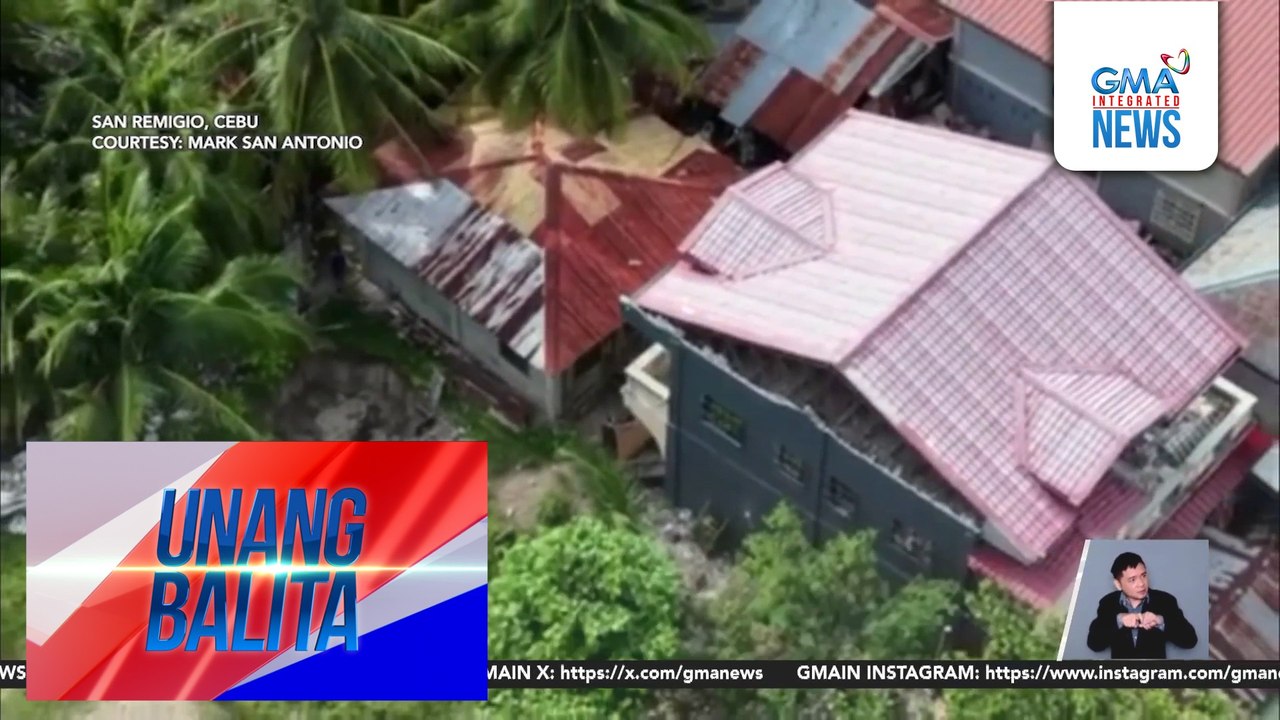Mga pinsalang iniwan ng magnitude 6.9 na lindol sa bayan ng San Remigio | Unang Balita