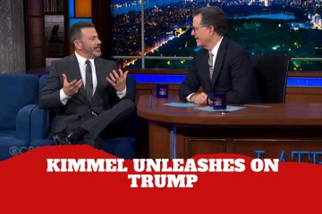 Jimmy Kimmel blasts Trump in fiery Colbert interview