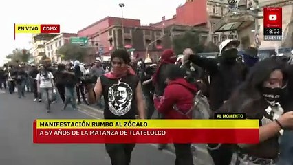 Agreden a policías durante la Marcha por el 2 de Octubre