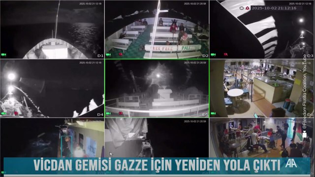 Gazze için yeniden yola çıkan Özgürlük Filosu Koalisyonu'nun Vicdan gemisi Girit açıklarında