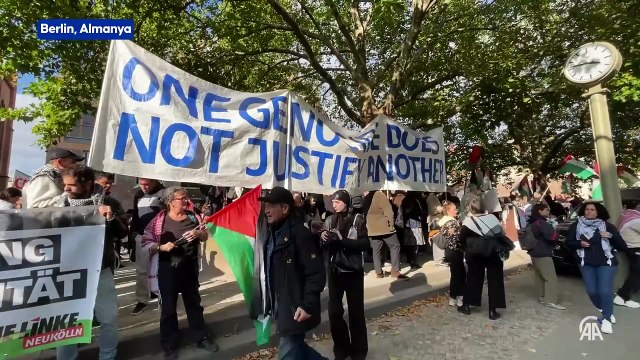 Berlin'de İsrail'in Küresel Sumud Filosu'na saldırısı protesto edildi