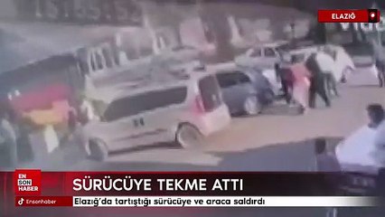 Elazığ’da tartıştığı sürücüye ve araca saldırdı