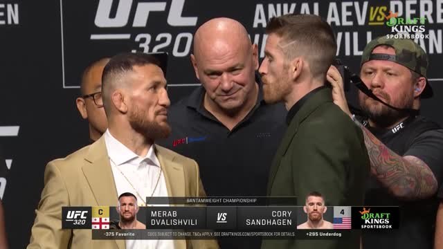 UFC 320 - Le face-à-face de Dvalishvili et Sandhagen avant leur combat pour le titre