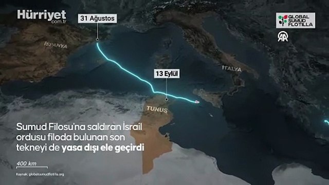 Sumud Filosu'na saldıran İsrail ordusu, filoda bulunan son tekneyi de yasa dışı ele geçirdi