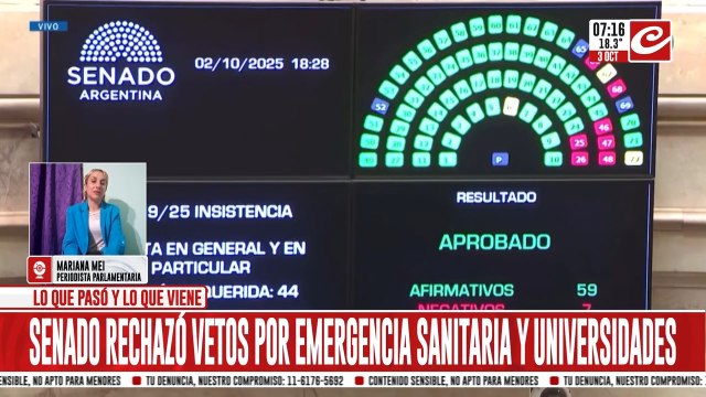 Otro revés para el Gobierno: el Senado rechazó los vetos a emergencia sanitaria y universidades