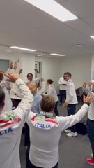 Team Italy locker room celebrations after winning 2025 BJK Cup