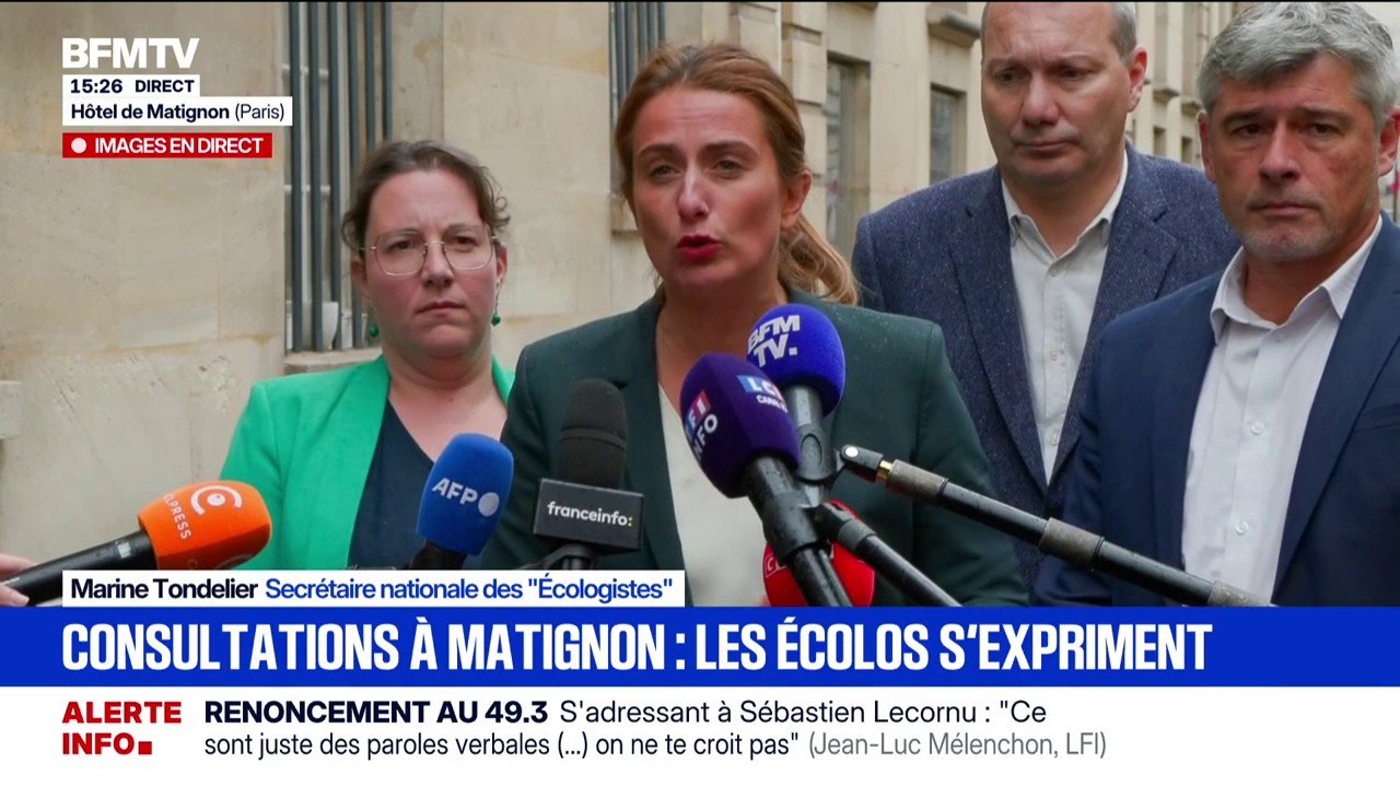 Consultations de Sébastien Lecornu: "Quelqu'un du Nouveau Front Populaire devrait être à sa place", affirme Marine Tondelier, secrétaire nationale des Écologistes