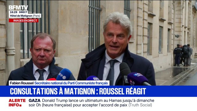 Consultations à Matignon: Fabien Roussel, (Parti communiste français), indique être déçu par l'absence d'ouverture de Sébastien Lecornu