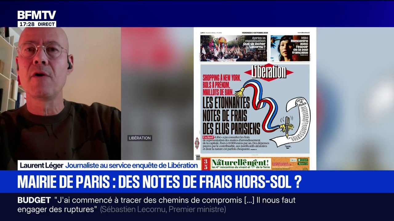 Notes de frais de la mairie de Paris: "On ne parle pas de scandale, mais de frais farfelus", observe Laurent Léger, journaliste au service enquête de Libération