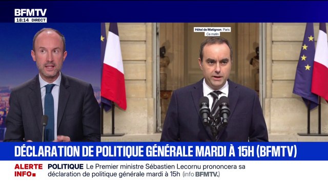 INFO BFMTV - Le Premier ministre Sébastien Lecornu prononcera sa déclaration de politique générale ce mardi à 15h