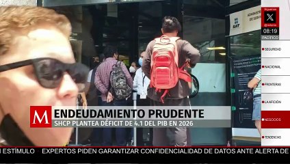 Deuda pública alcanzará 52.3% del PIB en 2026, estima Hacienda