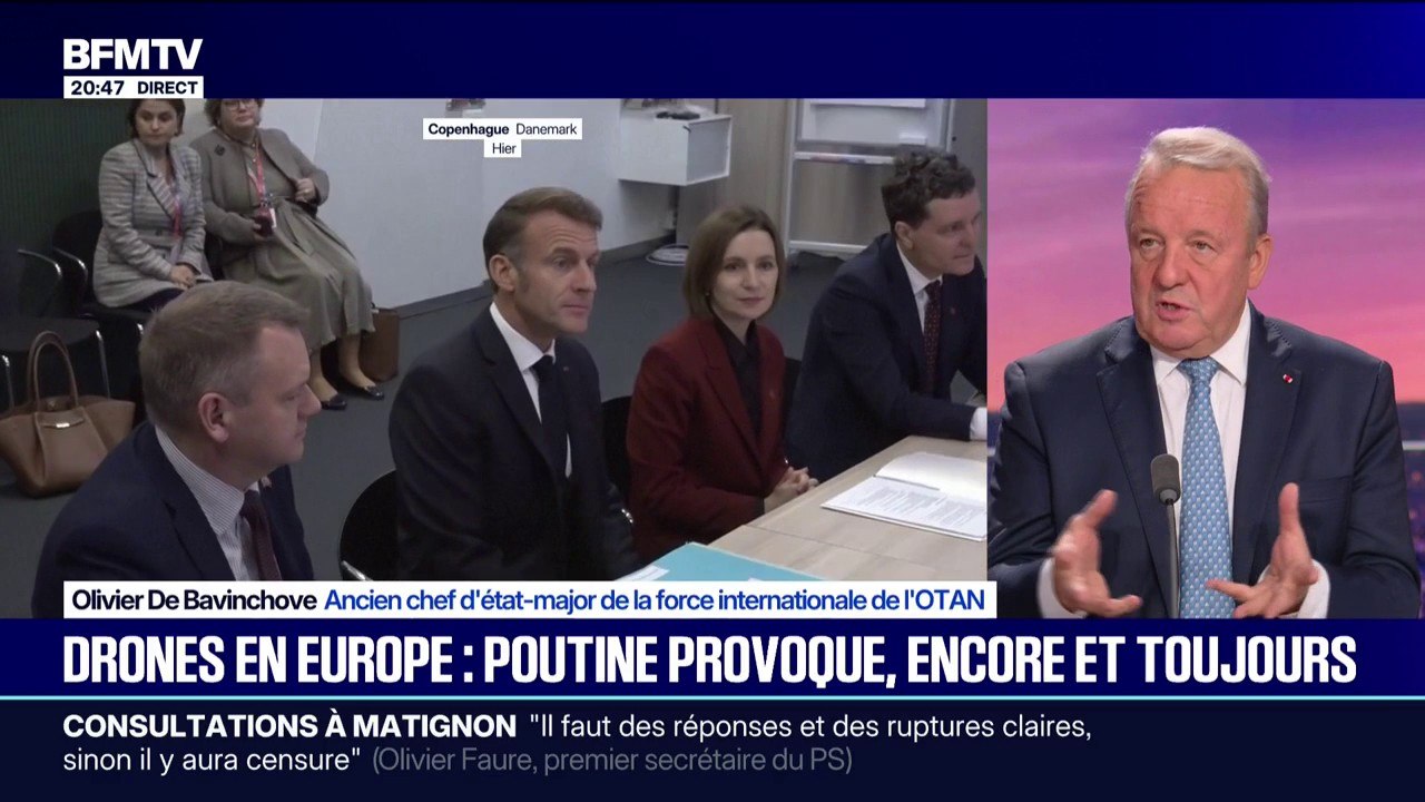 Drones suspects en Europe: pour Olivier De Bavinchove, ancien chef d'état-major de la force internationale de l'Otan, la France "n'est pas particulièrement préservée"