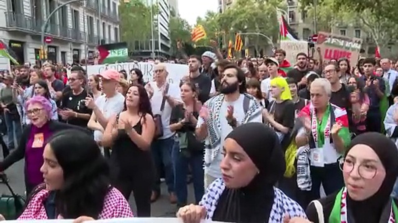Marcha por la Flotilla y por Palestina en Barcelona