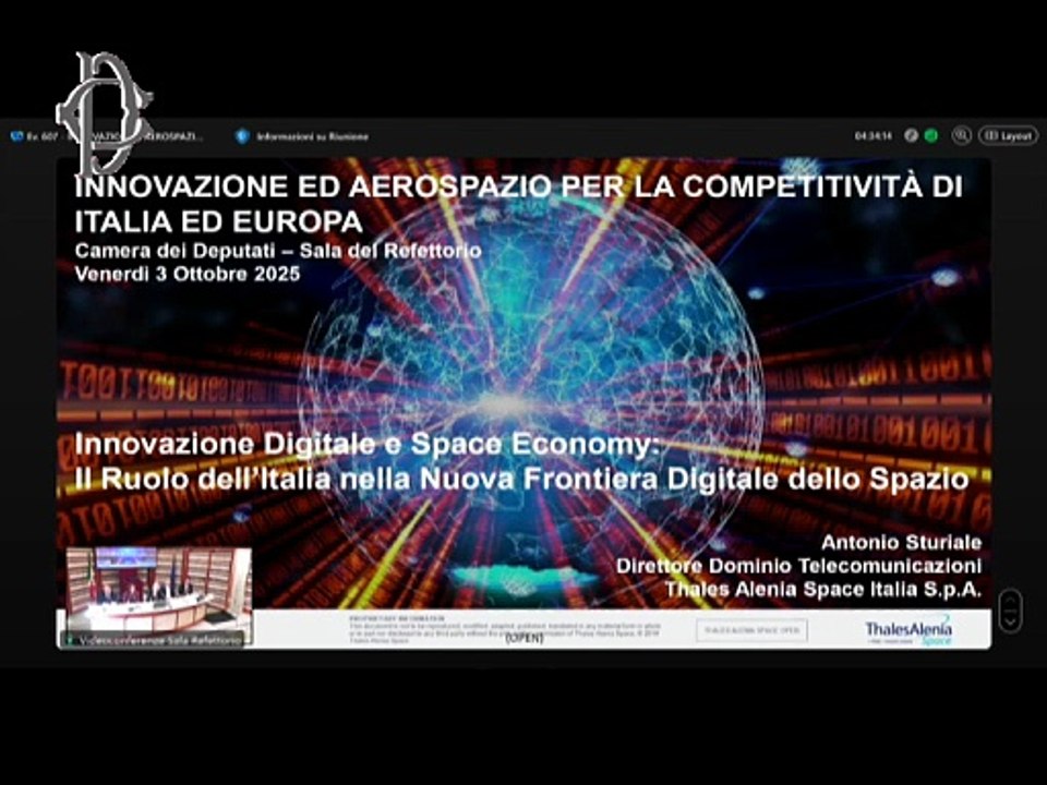 Roma - ​Innovazione e Aerospazio per la Competitività di Italia ed Europa - Messaggio di Fontana (03.10.25)