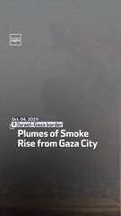 Plumes Of Smoke Rise from Gaza City