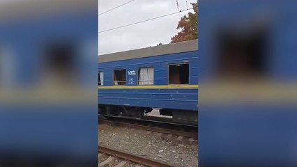 Russian drone strike on the railway station in Shostka