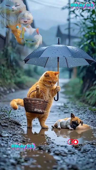 #cat rescues small dogs,‎ ‎,#cat animation,‎@Richy.syarif_444